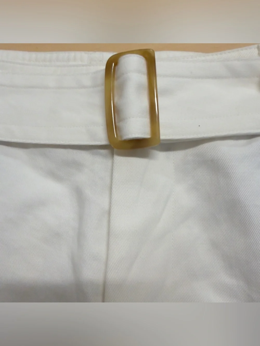 Vince White Belted Cotton Linen Blend Pleated Shorts Size 10
